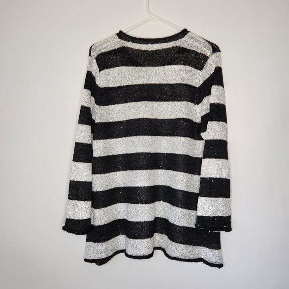 Lulu-B Black & White Sequin Knit Sweater - Picture 1 of 5